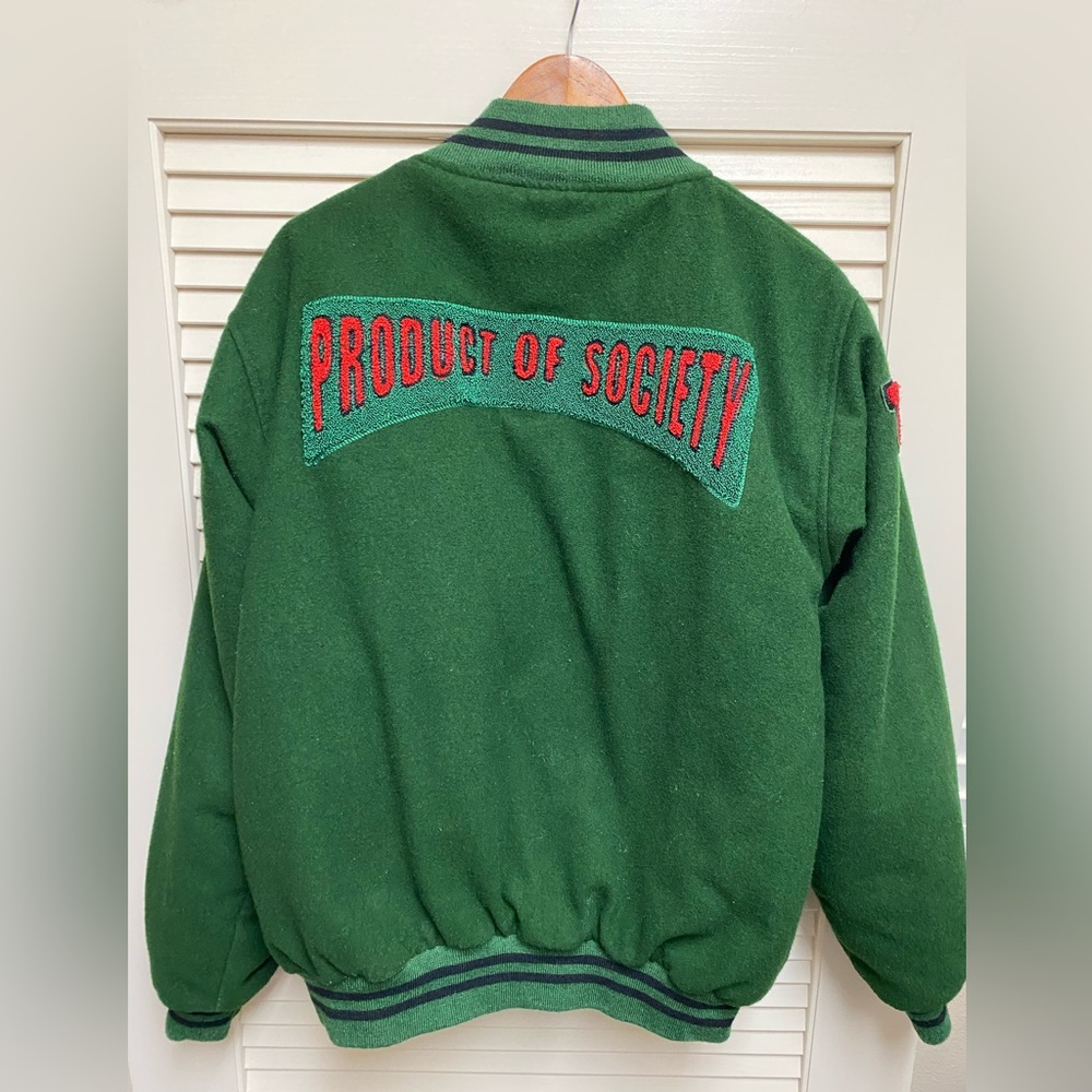 Product Of Society 2006 Varsity Jacket XL Green Wool Bomber Streetwear Y2K VTG - Picture 2 of 16